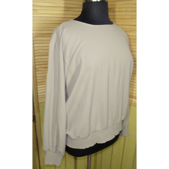 Zenana Tan Smocked Long Sleeve Georgette Blouse Plus Size 3X - Picture 5 of 7